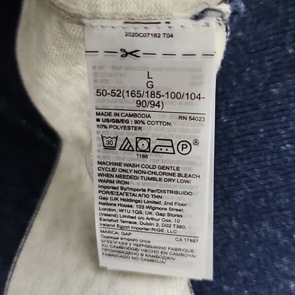 NWT Gap Mainstay Crewneck Long Sleeves Top Speckled Navy Off White Bands Size L - Picture 6 of 10